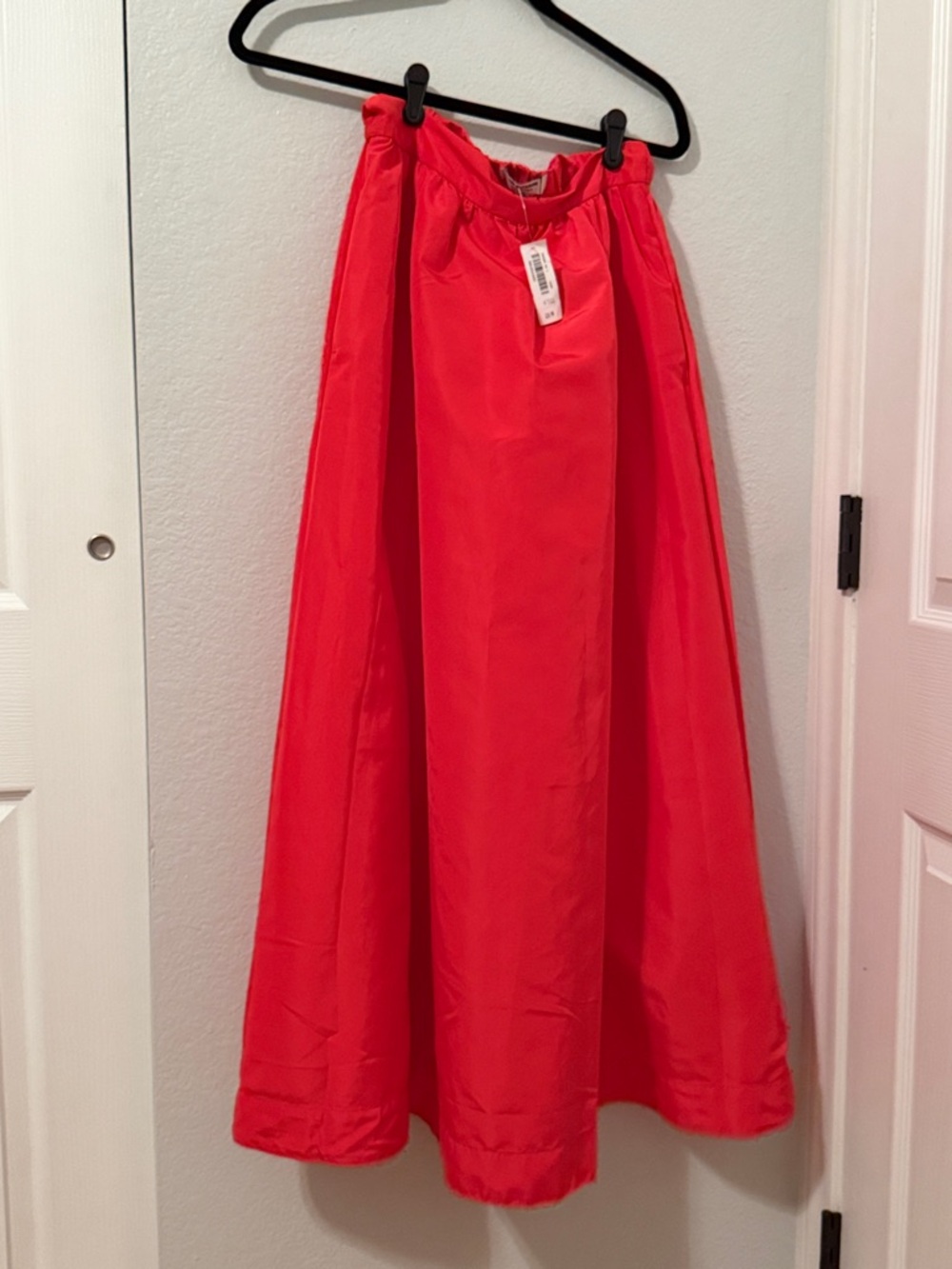 Red Full-Length A-Line Skirt